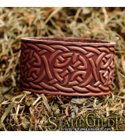  Leather Bracelet Cuff Wristband  Celtic Knotwork  Vikings Nordic Talisman Amulet  Carving Leather 